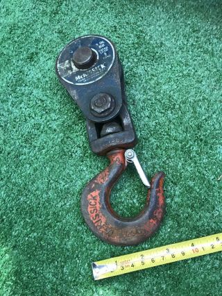 Vintage Snatch Block Heavy Block And Tackle Pulley Farm Barn Mckissick Snatch