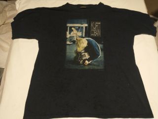 Vintage 1990s Kurt Cobain Nirvana Size Xl Rock T - Shirt Thrashed