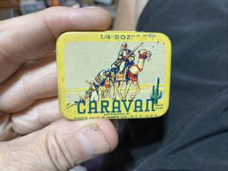 Vintage Antique Caravan Condom Tin 1940s Old Latex Rubbers Prophylactics