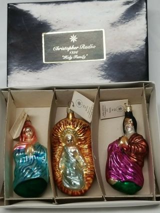 1996 Christopher Radko Holy Trinity Mary Joseph & Baby Jesus Glass Ornaments