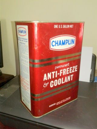 Vintage Metal Champlin Oil Co 1 Gallon Anti Freeze Can Empty Enid Ok