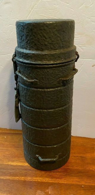 Vintage Wwii German Military Metal Gas Mask Canister With No Mask