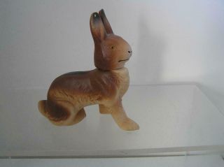 Vintage German Compo Paper Mache Rabbit Candy Container Airbrushed Brown Prewwll