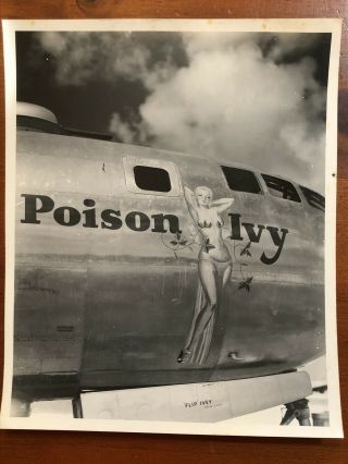 Ww2 Photo Nose Art B - 29 " Poison Ivy " 7 3/4 " X 9 1/2 " Wwii
