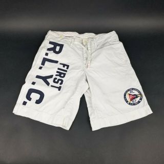 Men’s Vintage Polo Ralph Lauren Yacht Club Rlyc Cotton Shorts,  White,  Size 30