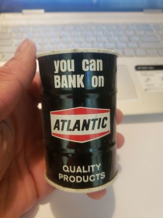 Vintage Miniature Oil Can Coin Bank Atlantic.