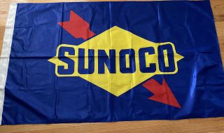 Sunoco Gas Station Advertising Polyester Flag 34”x60” Duraknit