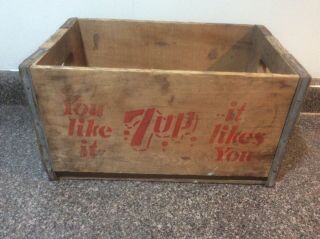 Vintage 7up Seven - Up Wooden Crate Lewiston,  Idaho You Like It It Likes You