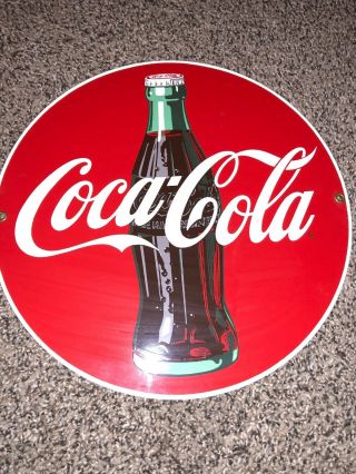 Vintage Retro Coca Cola Coke Porcelain Enameled 11.  25 " Round Sign Ande Rooney