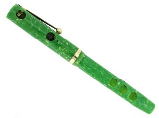 C1928 Sheaffer Flat Top Jade Celluloid Porthole Demonstrator Fountain Pen