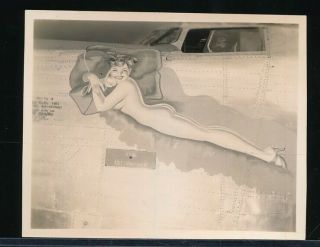 1940s Ww2 4 X 5 Pin - Up Nose Art On Plane Photo Party Line Vv