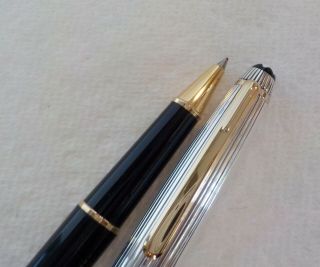 Vintage Montblanc Meisterstuck Rollerball Pen Black Sterling Silver.  925 Cap