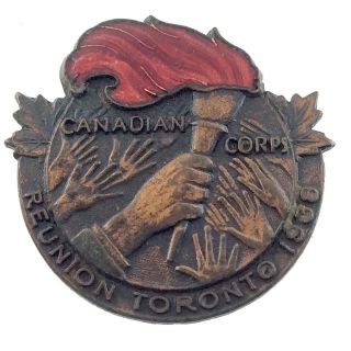 Canadian Corps Reunion Toronto 1938 Screw Back Lapel Pin 0.  85in M681