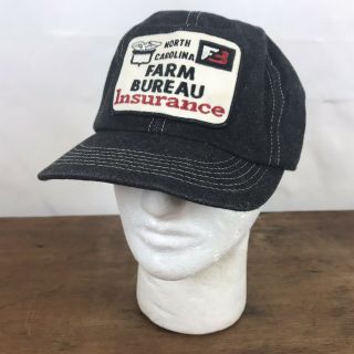 Vintage Nc Farm Bureau Insurance Blue Denim Snapback Trucker Cap K - Products Ch47
