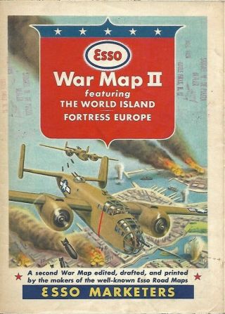 1943 B - 25 Bomber Esso Oil World War 2 Map Europe North Africa Germany Poland