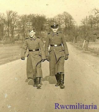 Rare German Elite Waffen Sturmmann W/ Soldier Buddy Walking On Road