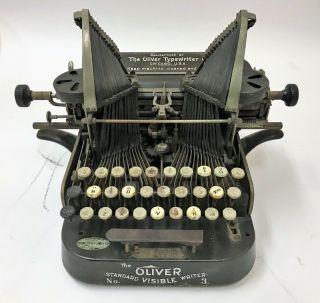 Estate Find 1902 Oliver No.  3 Standard Visible Writer Batwing Typewriter