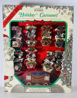 Mr.  Christmas Holiday Carousel 8 Horse Circus Organ 21 Carols