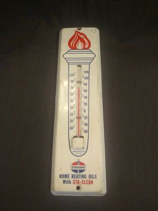 Vintage 1960 Tin Standard Oil Advertising Thermometer