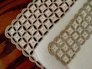 Vintage Marghab Linen Placemat & Napkin Ponto Grega Pattern