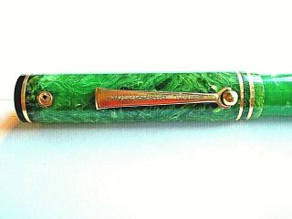 Vintage Wahl Eversharp Marbled Jade Green Gold Seal Flexible Nib Roller Clip