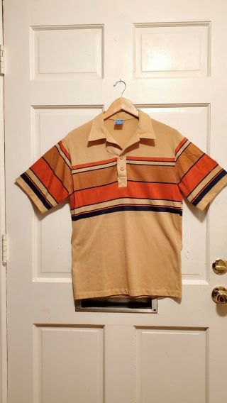 Vintage 70s Striped Polo Shirt Size M Ocean Pacific