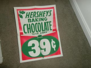 Vintage Grocery Store Advertising Sales Poster Sign Hershey Baking Chocolate