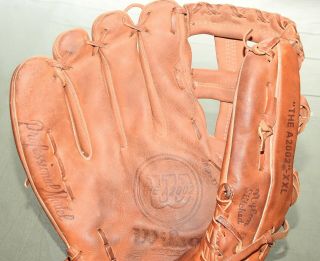 Vtg 1980s Wilson A2002 Xxl Softball Size Lefty Leather Baseball Glove Usa Mitt