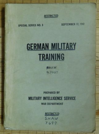 Vintage Wwii German Military Training,  1942 Army Intelligence Special Series