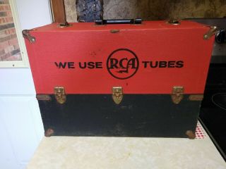 Small,  Red & Black,  Rca,  Vintage Radio Tv Vacuum Tube Valve Caddy Carrying Case