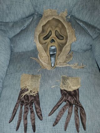 Ghostface Scarecrow Scream Mask Burlap With Gloves Easter Unlimited Fun World