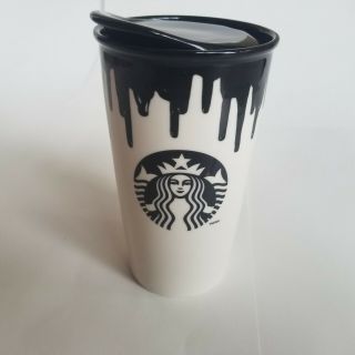 Starbucks Band Of Outsiders Black Drip Tumbler W/ Lid 2014 12oz Ceramic Cup