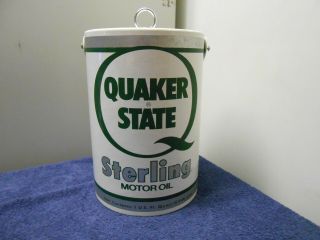 Vintage Quaker State Sterling Oil Can Advertising Ice Bucket With Lid & Handle