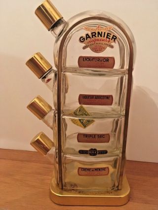 Vintage Garnier Liqueurs Four Tier Decanter Bottle Caddy Paris France Display