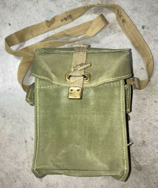 Wwii British Gas Mask Bag Equipment Extra Ammo Pouch Pack Dated 1944
