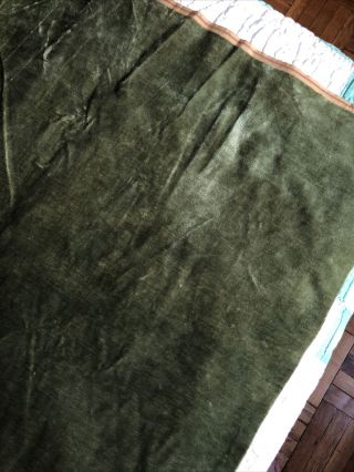 1.  5,  Yds 50” Wide Antique Emerald Olive Green Silk Rayon Velvet Fabric Selvedge