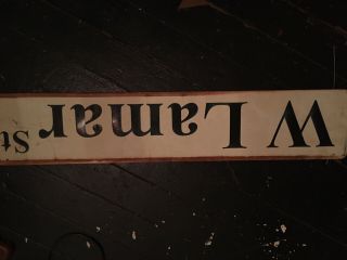 Vintage Metal Street Sign “w Lamar St” Double Sided 29 1/2” X 6”