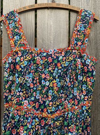 Vintage 70s Gunne Sax Style Prairie Sun Dress Floral Print Midi Small/Medium S/M 2