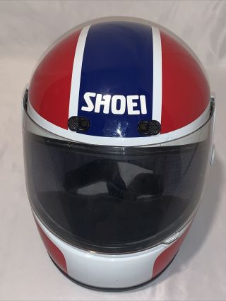 Shoei Rf - 5v Vintage Red White & Blue Full Motorcycle Helmet Size Small 6 7/8 - 7