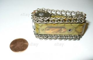 VINTAGE TIN LITHO TOY TANK PENCIL SHARPENER CHAIN TRACK PENNY ARMY CAMO GERMANY 3