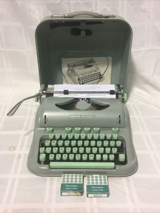 Vintage Hermes 3000 Typewriter W/case 1960s Seafoam Green