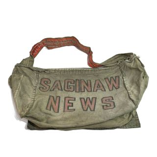 Vintage Saginaw News Michigan Newspaper Carrier Delivery Bag Canvas