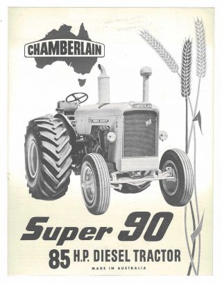 Orig 1960s Chamberlain 90 Diesel Tractor Australian Specification Brochure