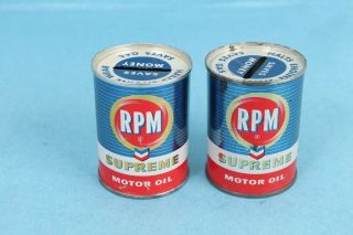 Vintage Chevron Rpm Supreme Motor Oil Advertising Coin Banks