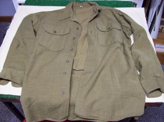 Wwii Us Army Wool Em Field Shirt W/flap