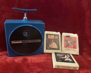 Vintage Panasonic 8 Track Player Blue 1970s W/3 Elvis 8 Track Tapes Parts/repair