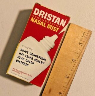 Vintage 1960s Dristan Decongestant Nasal Mist W/box & Paper 30 Full - - 2363