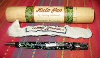 Tommy Bahama Retro 51 Pen In Hula Pen Case Green Palm Trees On Black
