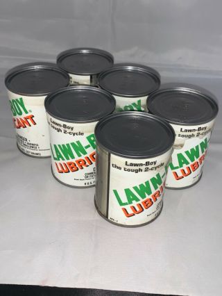 6 Pack Of Vintage 8oz Lawn Boy 2 Cycle Oil Cans Full