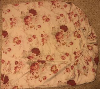 Vintage Waverly Garden Room Norfolk Rose King Bed Fitted Sheet Floral Roses 3